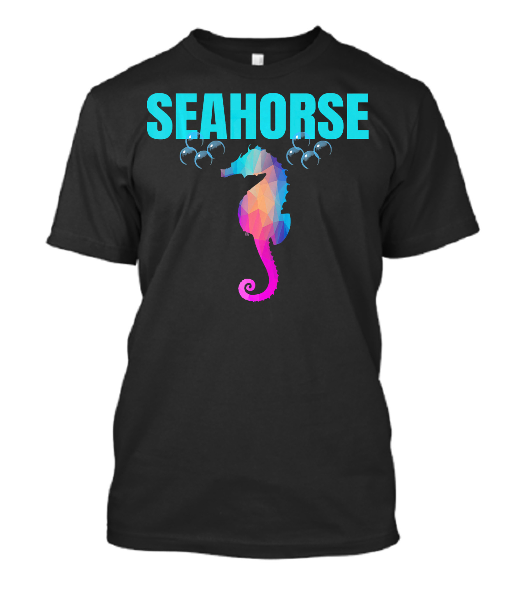 Seahorse Lover Colorful Geometric Seahorse Bubbles Hawaiian T-Shirt