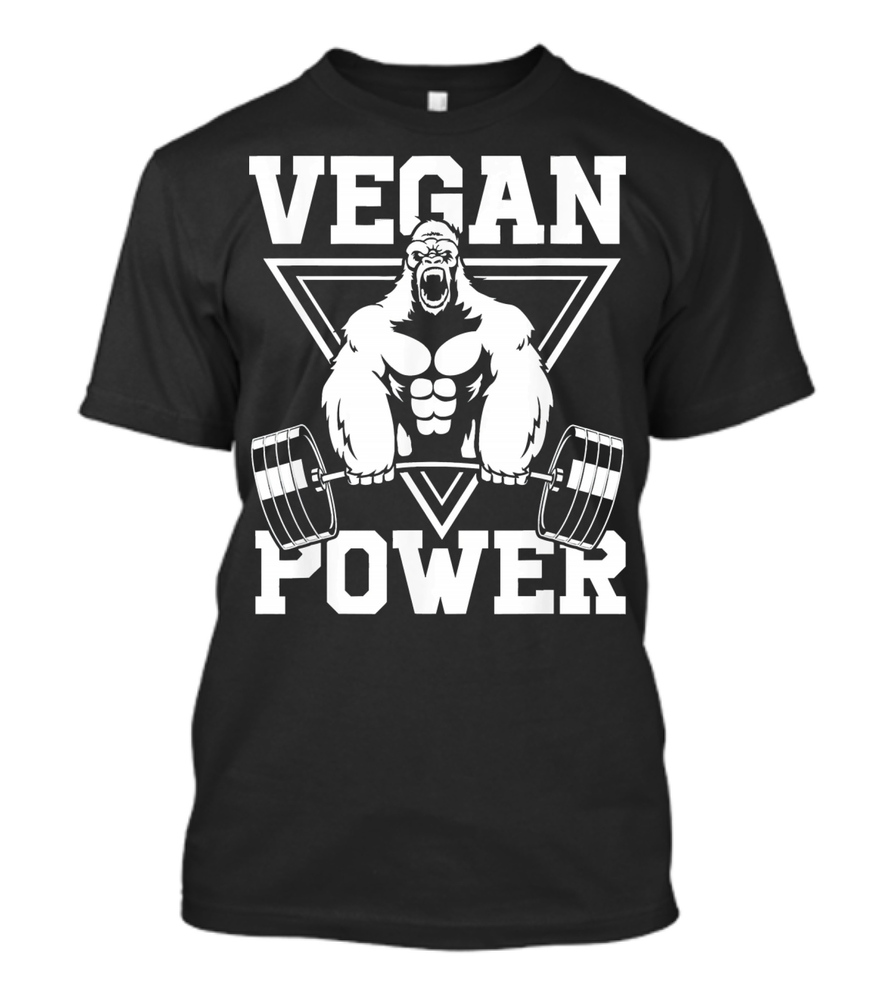 Vegan Power Gorilla Lifting Weights T-Shirt
