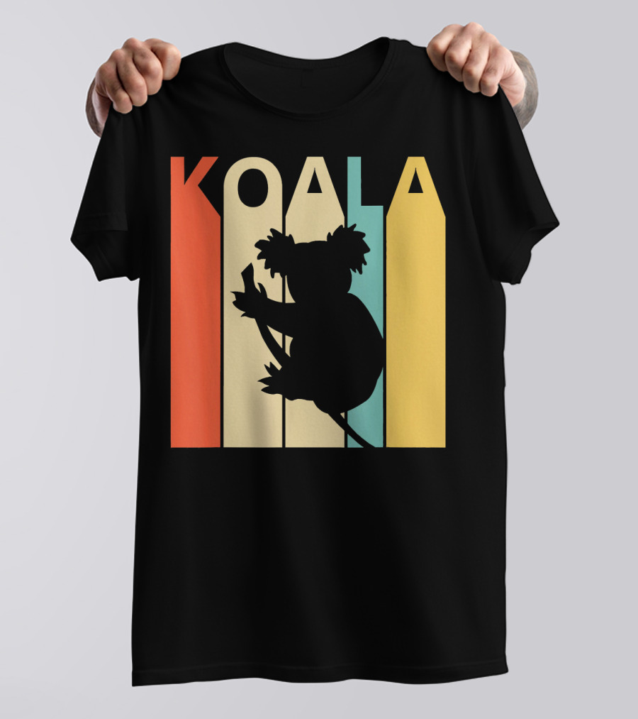 Vintage Wild Koala Silhouette Retro Stripes T-Shirt