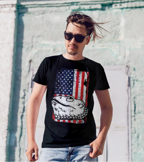 4th Of July American Flag Bearded Dragon Head T-Shirt