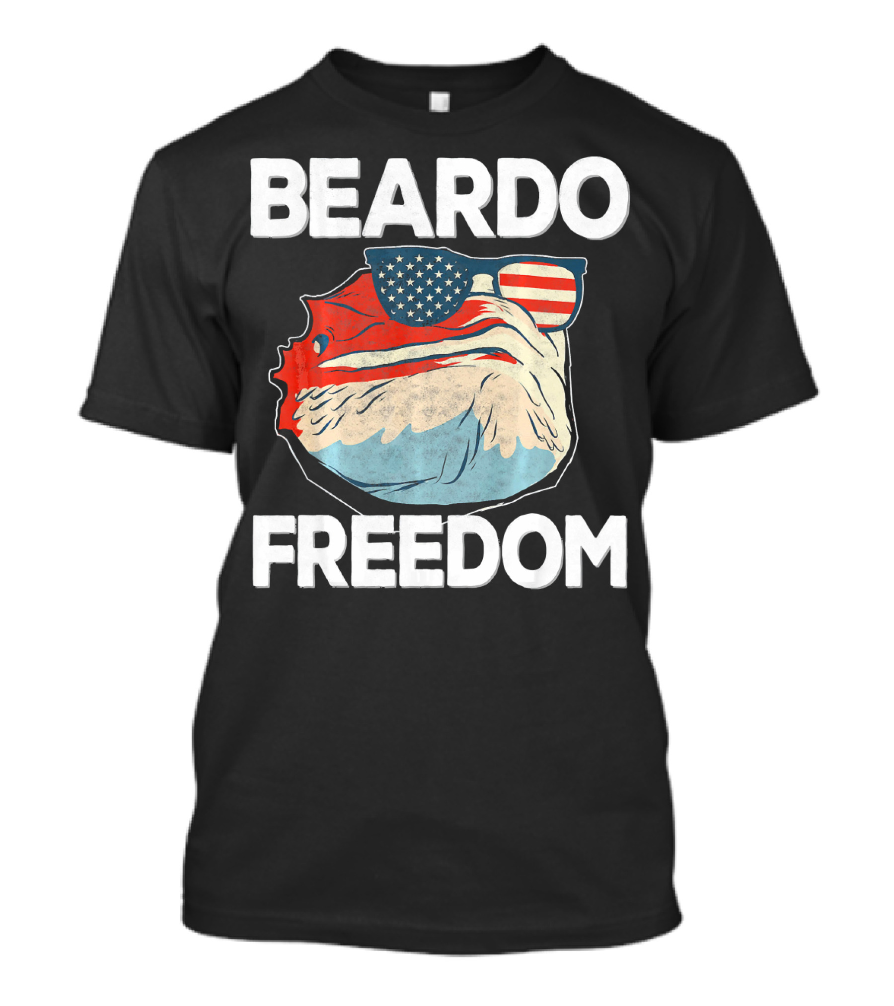 Beardo Freedom Bearded Dragon Patriotic USA American T-Shirt