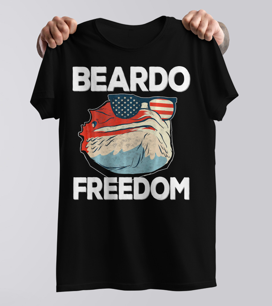 Beardo Freedom Bearded Dragon Patriotic USA American T-Shirt