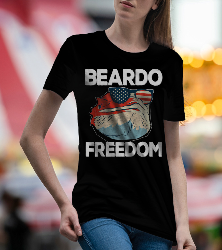 Beardo Freedom Bearded Dragon Patriotic USA American T-Shirt