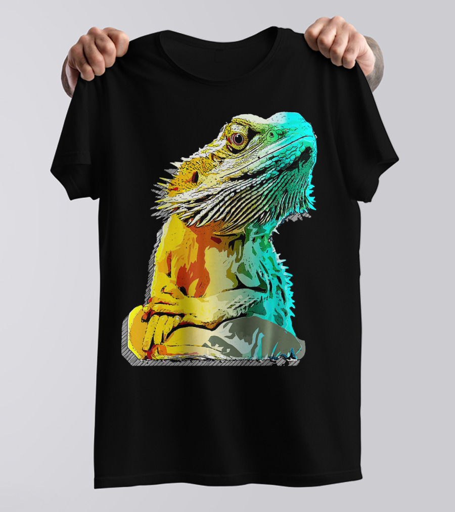Bearded Dragon Sketch Pop Art Pet Colorful T-Shirt
