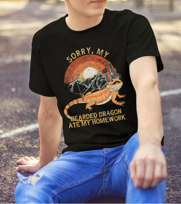 Sorry My Bearded Dragon Ate My Homework Cactus Sun Desert Scene T-Shirt