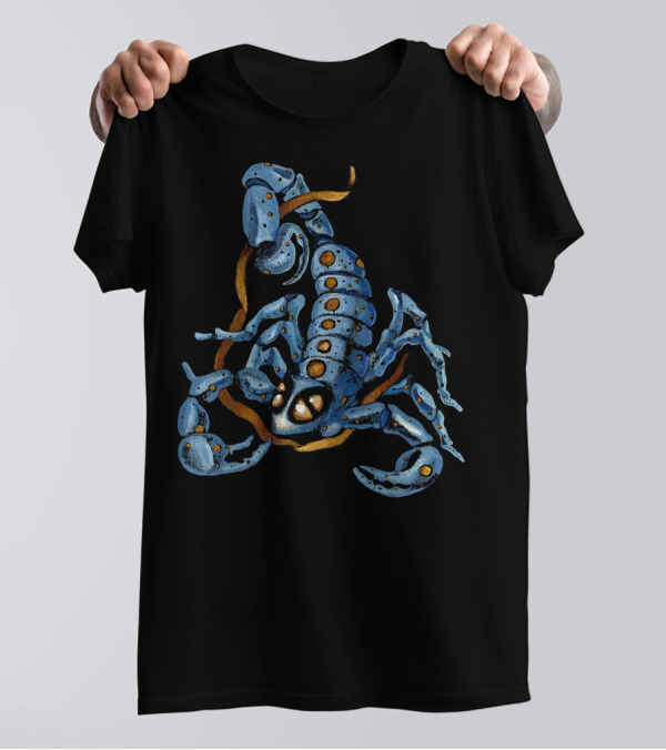 Blue Scorpion Novelty Predatory Creature With Vibrant Details T-Shirt
