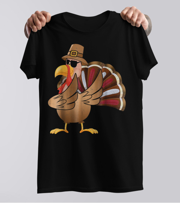 Dabbing Turkey With Sunglasses And Pilgrim Hat T-Shirt