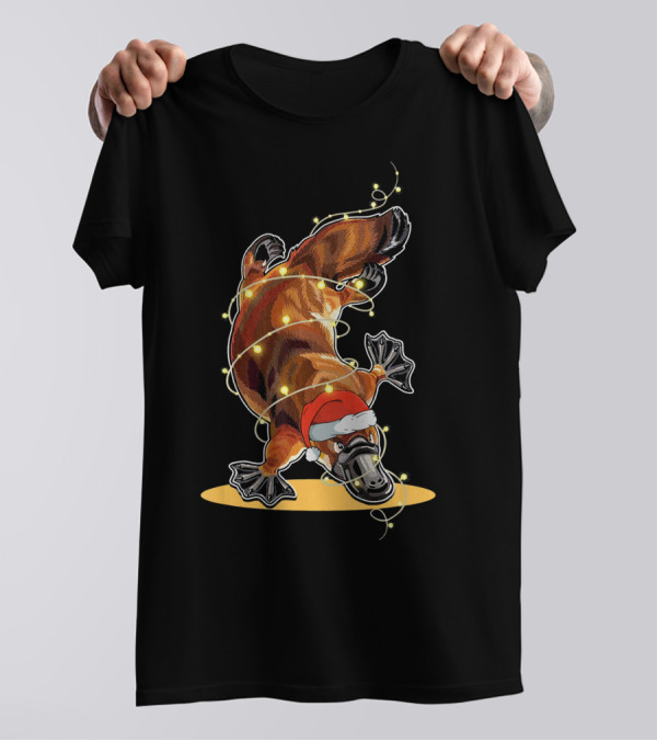 Christmas Lights Platypus Santa Hat T-Shirt