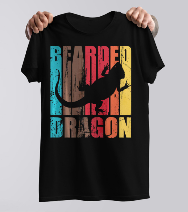 Bearded Dragon Vintage Silhouette Retro Colors T-Shirt