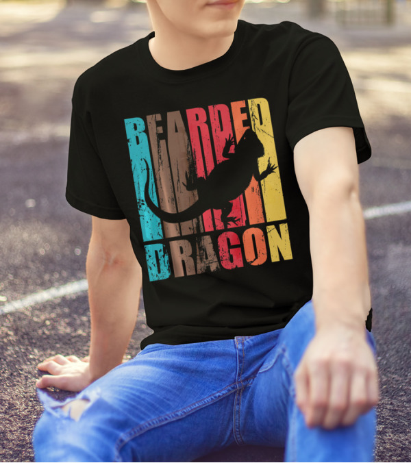 Bearded Dragon Vintage Silhouette Retro Colors T-Shirt