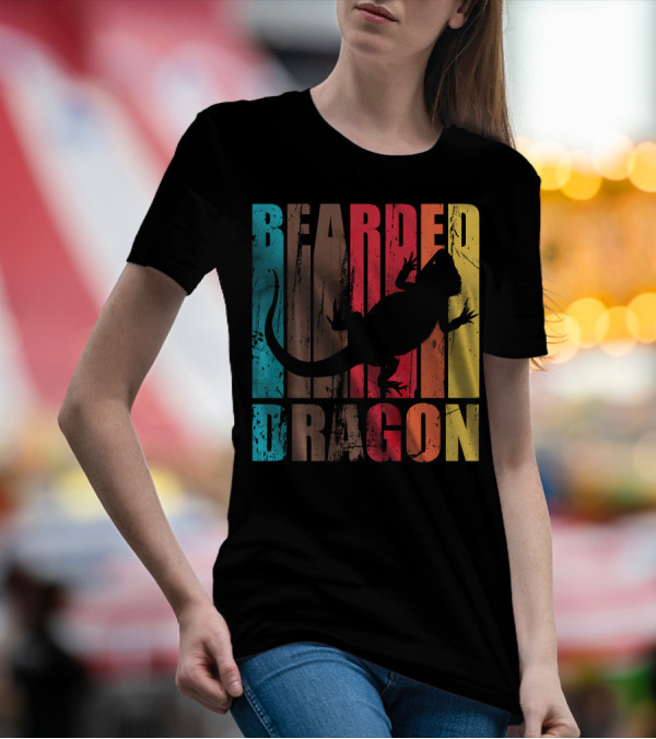 Bearded Dragon Vintage Silhouette Retro Colors T-Shirt