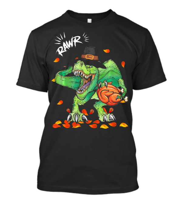 Rawr Dinosaur Thanksgiving Boys Rex Pilgrim Hat Turkey T-Shirt
