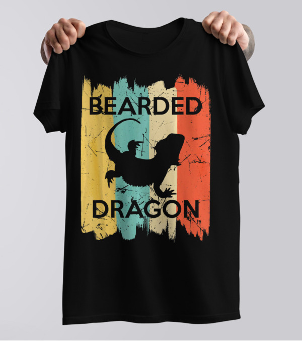 Bearded Dragon Vintage Style Retro Stripes T-Shirt