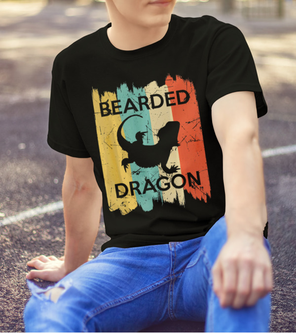 Bearded Dragon Vintage Style Retro Stripes T-Shirt