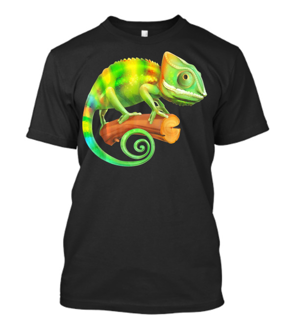 Vibrant Colorful Chameleon Lizard On Branch T-Shirt