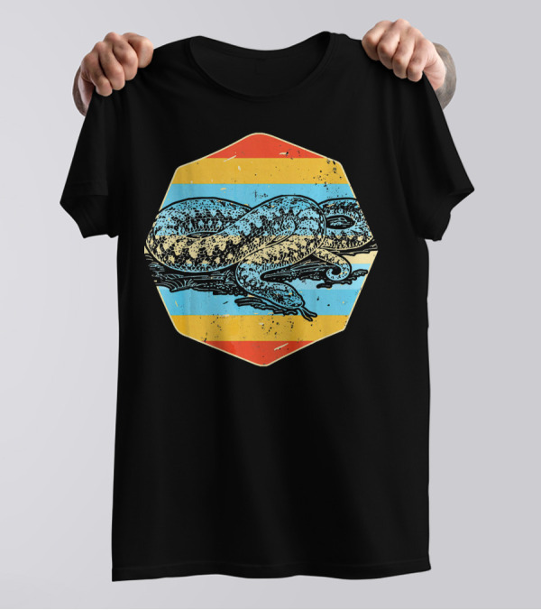Ball Python Snake Retro Vintage Vaporwave Striped T-Shirt