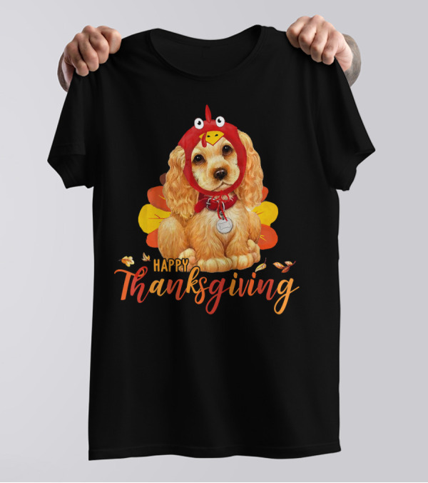 Cocker Spaniel Turkey Costume Happy Thanksgiving T-Shirt