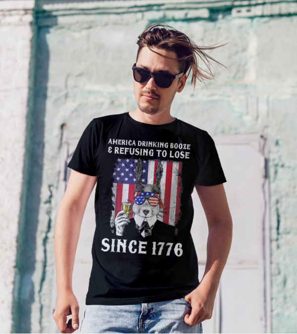 America Drinking Booze And Refusing To Lose Since 1776 Patriotic Squirrel 4th Of July T-Shirt