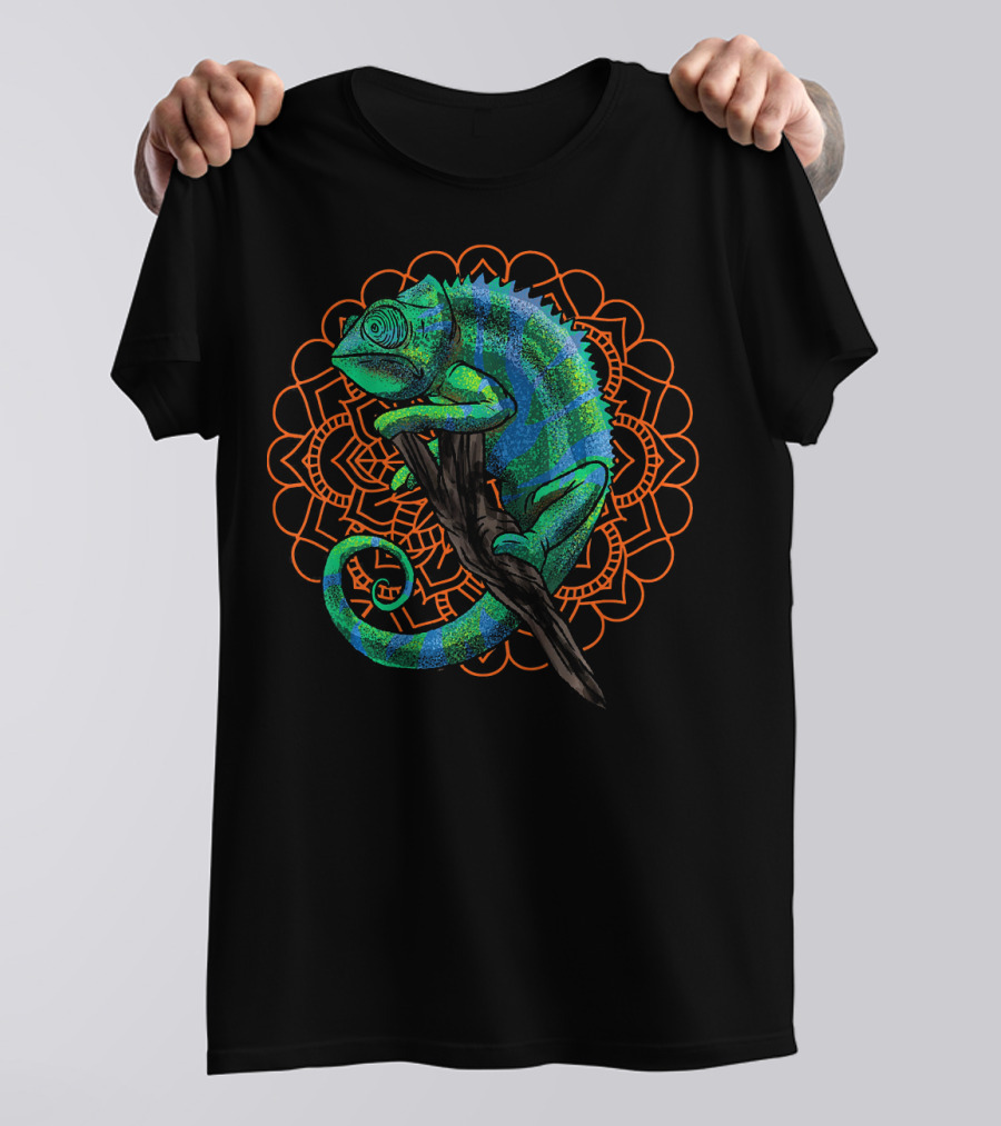 Chameleon Tropical Lizard Cool Jungle Mandala Vibe T-Shirt