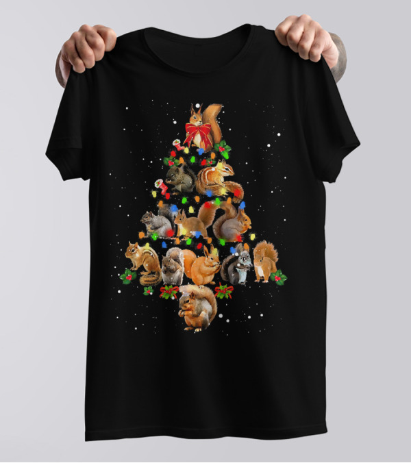 Squirrel Christmas Tree With Festive Holiday Decor T-Shirt