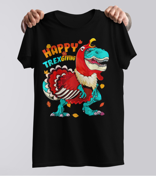 HAPPY TREXGIVING REX Dinosaur Turkey T-Shirt