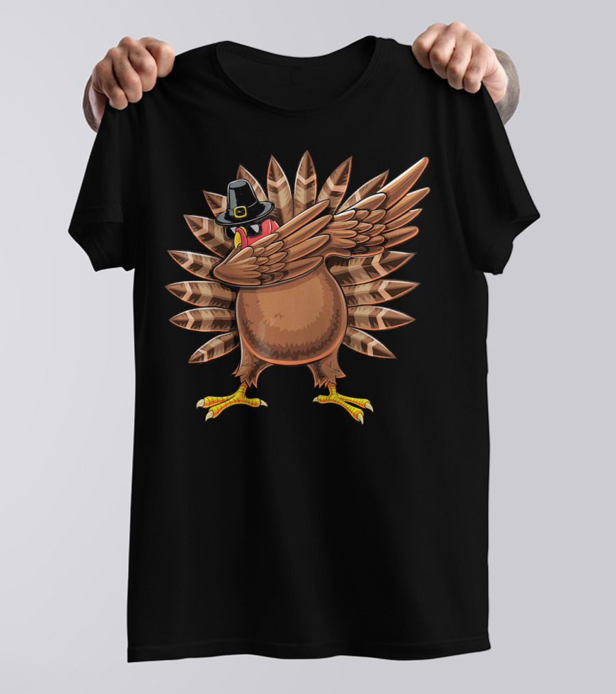 Dabbing Turkey Thanksgiving Thanks Pilgrim Hat Dance T-Shirt