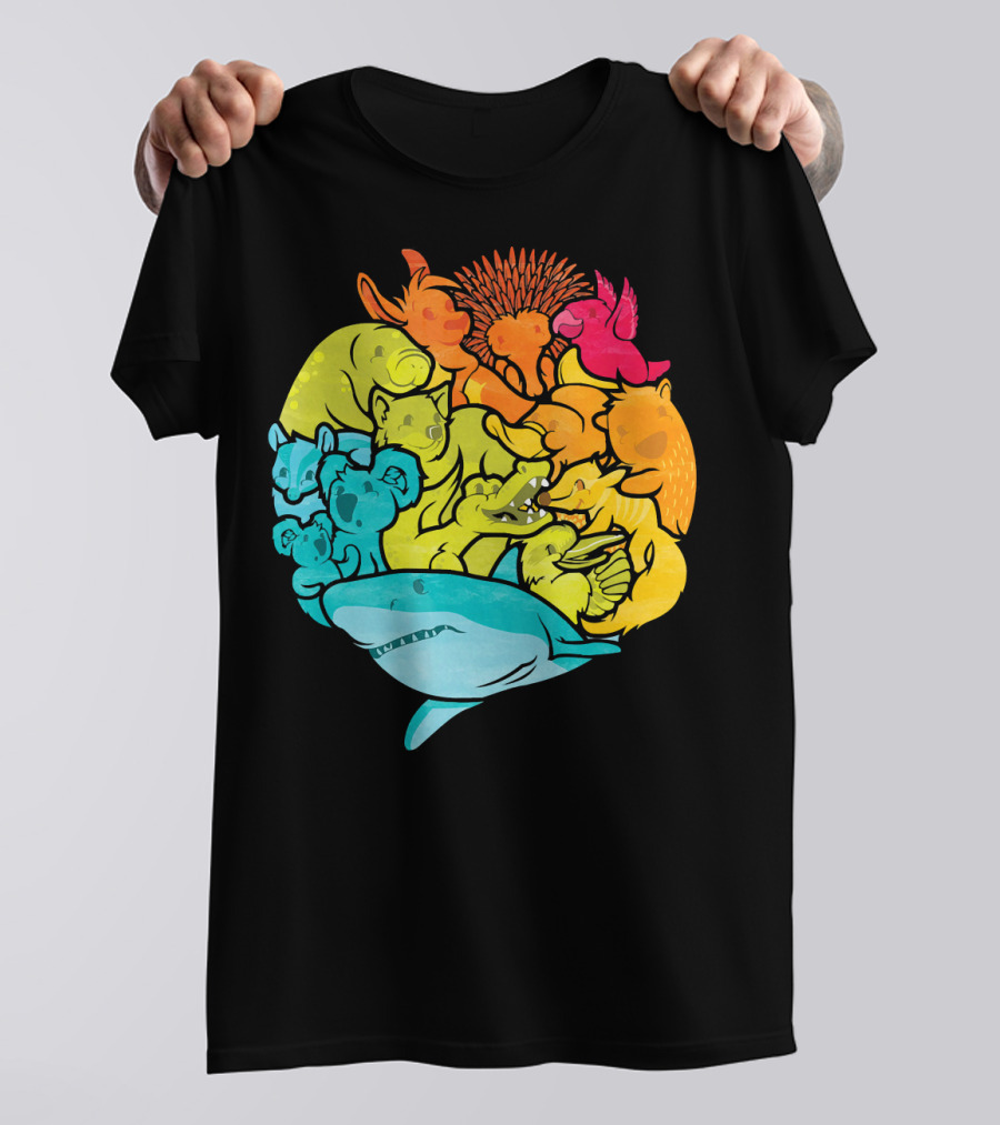Australian Fauna Koala Kangaroo Platypus Shark Cockatoo Echidna Crocodile T-Shirt