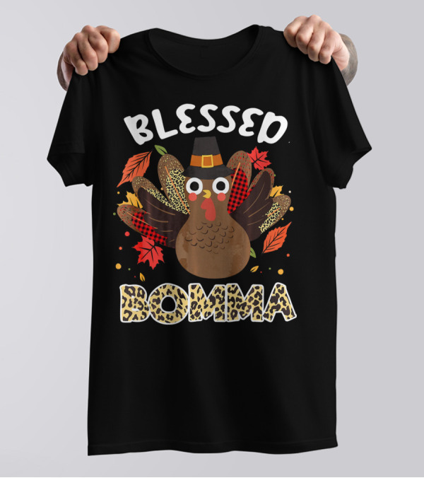 Blessed Bomma Turkey Thanksgiving Grandma T-Shirt