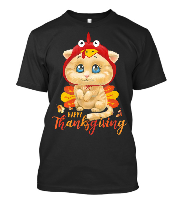 Happy Thanksgiving Cute Cat Turkey Costume T-Shirt