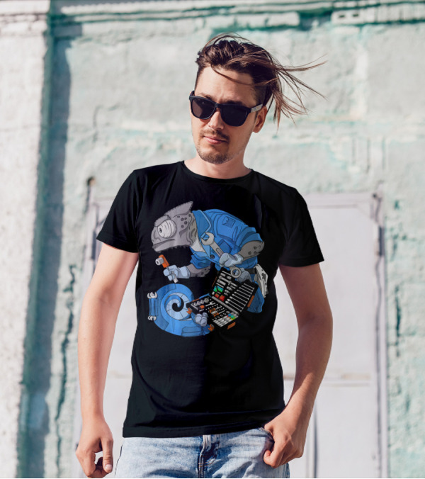 Chameleon Mechanic Legion Craft Series With Tools And Blue Overalls T-Shirt