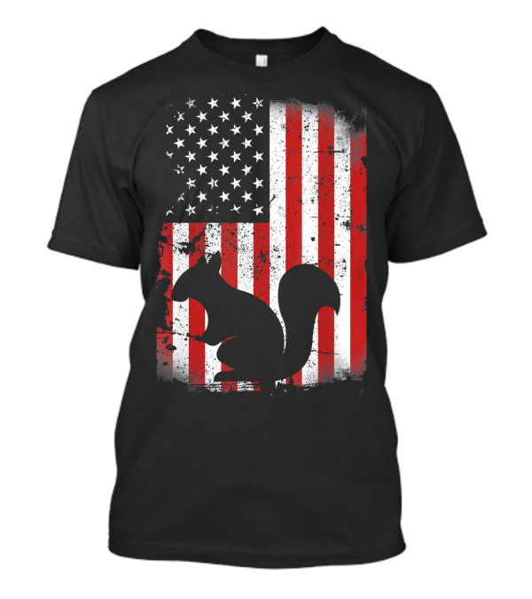 American Flag Squirrel Silhouette Grunge 4th Of July Patriotic T-Shirt