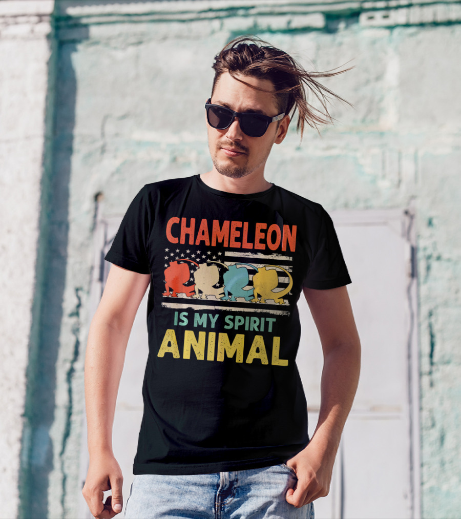 Chameleon Is My Spirit Animal USA Flag Patriotic Colors T-Shirt
