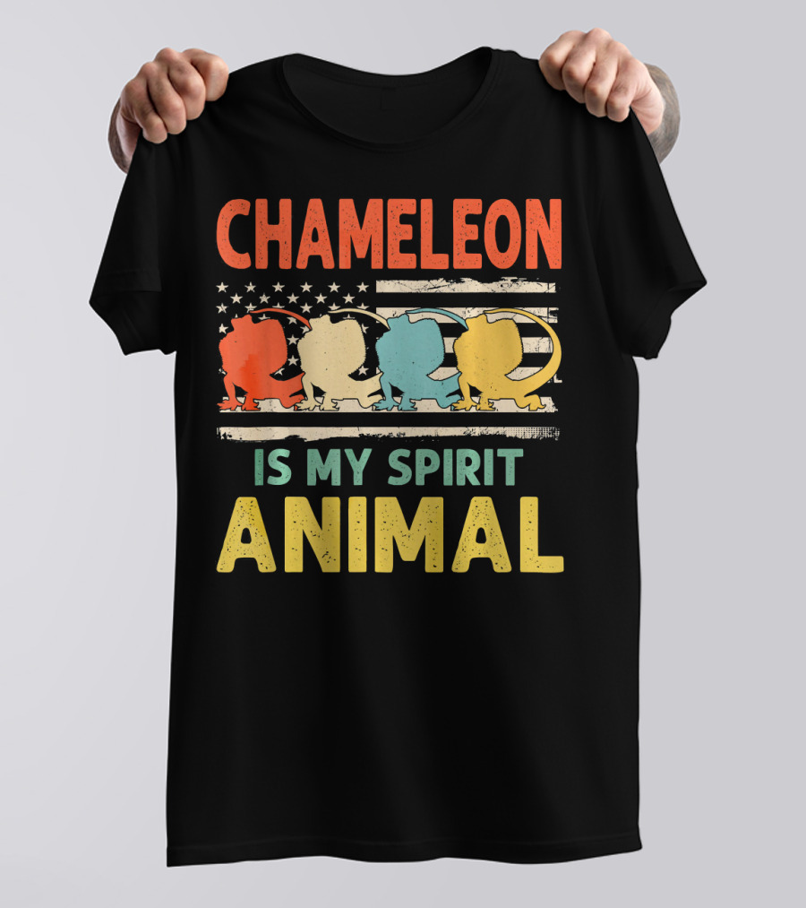 Chameleon Is My Spirit Animal USA Flag Patriotic Colors T-Shirt