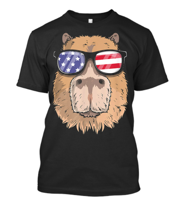 Capybara Patriotic USA 4th Of July Ameri Sunglasses T-Shirt
