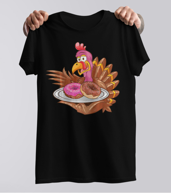 Cute Turkey Holding Donuts T-Shirt