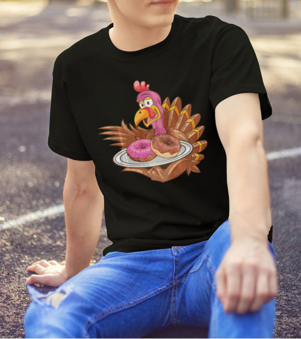 Cute Turkey Holding Donuts T-Shirt