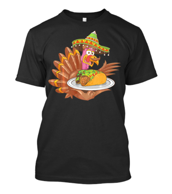 Sombrero-Wearing Turkey Serving Tacos Fiesta T-Shirt