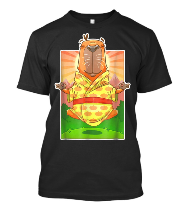 Capybara Sensei Meditating In Yellow Robe Guinea T-Shirt