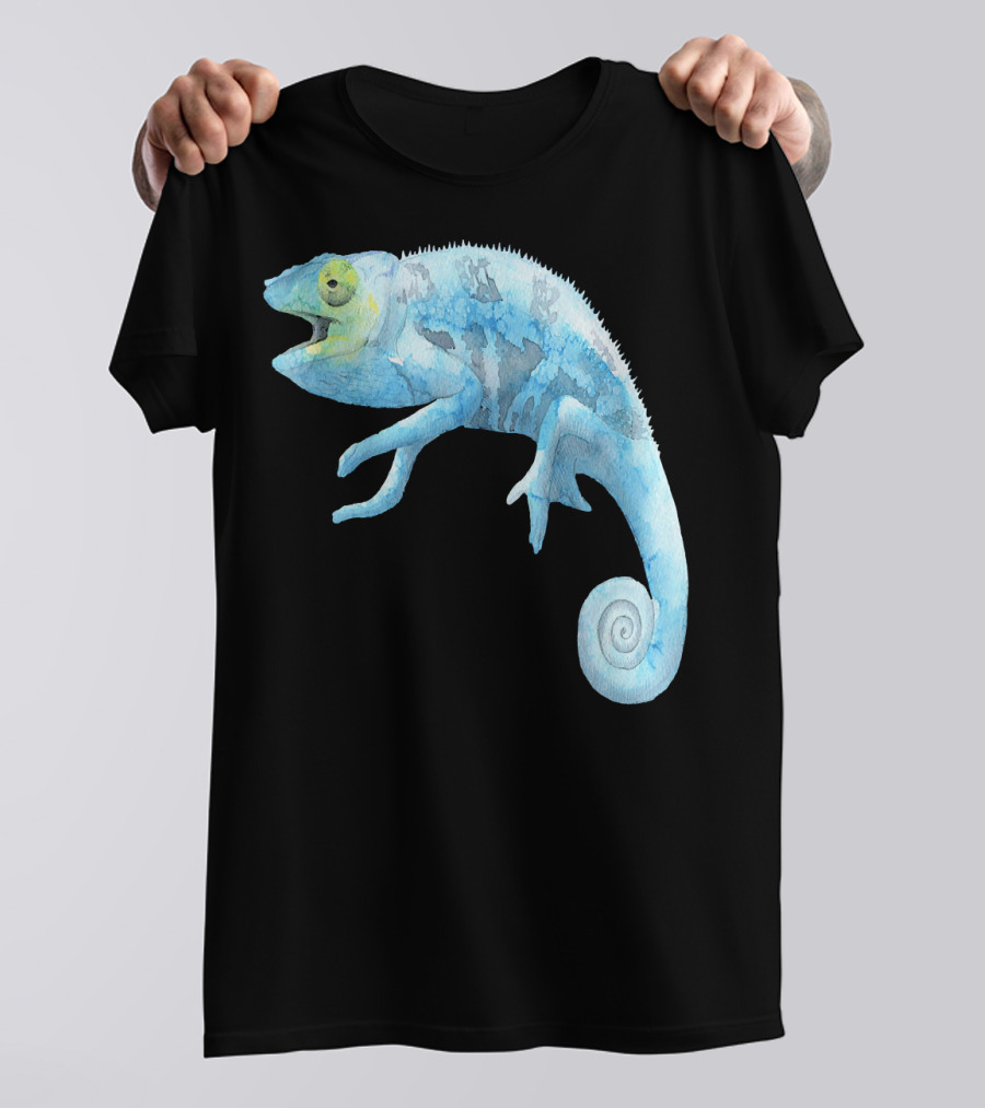 Blue Lizard Watercolor Chameleon T-Shirt