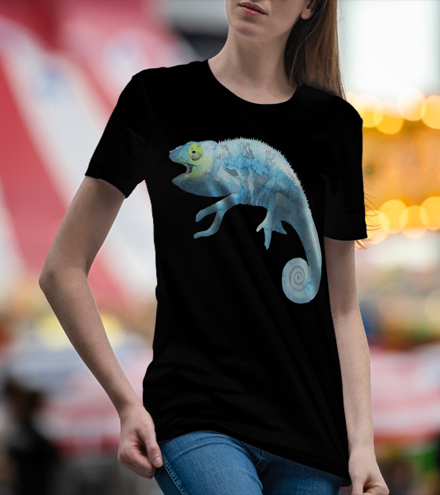 Blue Lizard Watercolor Chameleon T-Shirt