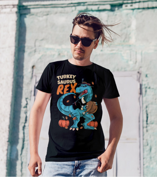 Turkeysaurus Rex Pilgrim Thanksgiving Dinosaur T-Shirt