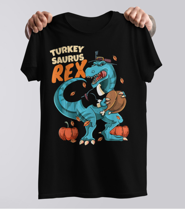 Turkeysaurus Rex Pilgrim Thanksgiving Dinosaur T-Shirt
