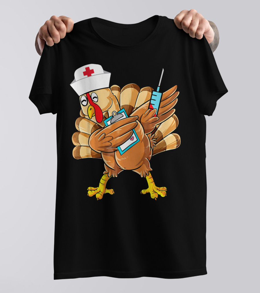 Dabbing Turkey Nurse With Syringe And Clipboard T-Shirt