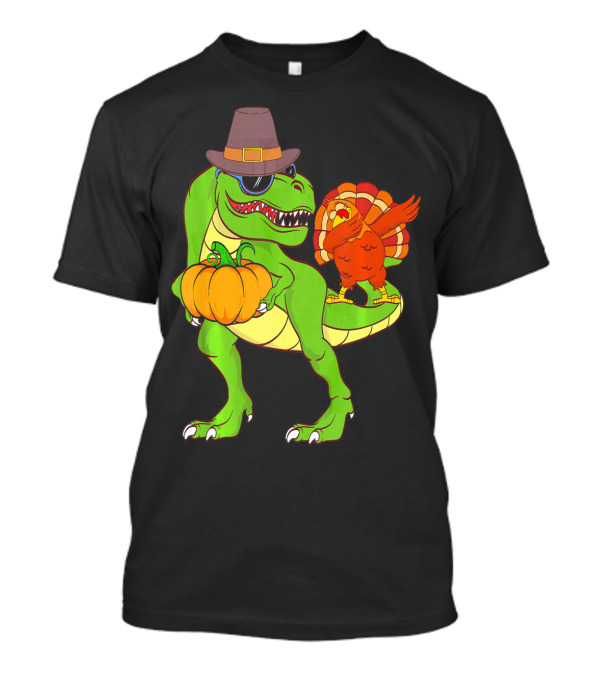 Dino Pumpkin Dabbin Turkey Pilgrim Hat Sunglasses Collection T-Shirt