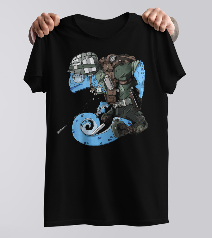 Chameleon Legion Vietnam Camouflage GI Soldier In Green Uniform And Helmet T-Shirt