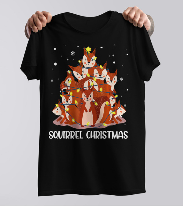 Squirrel Christmas Tree With Cute Holiday Lights T-Shirt