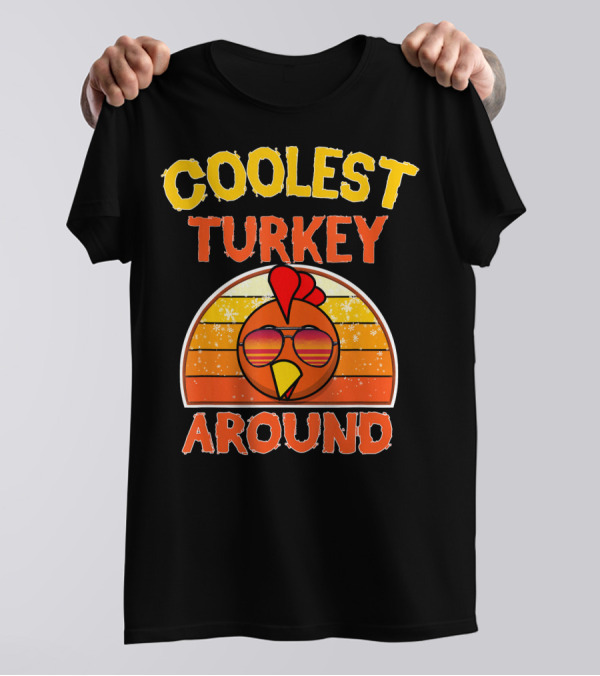 Coolest Turkey Around With Sunglasses And Retro Vibes T-Shirt