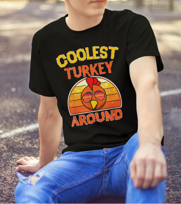 Coolest Turkey Around With Sunglasses And Retro Vibes T-Shirt