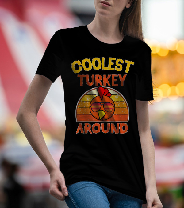 Coolest Turkey Around With Sunglasses And Retro Vibes T-Shirt