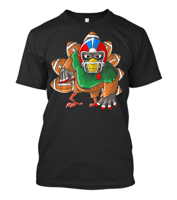 Cool Turkey Football Player With Helmet And Feathers T-Shirt